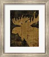 Framed 'Rustic Lodge Animals Moose' border=