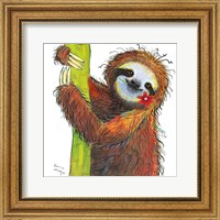 Framed Sloth with Red Flower