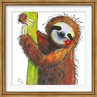 Framed Sloth with Red Flower