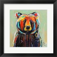 Framed Painted Black Bear