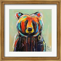 Framed Painted Black Bear