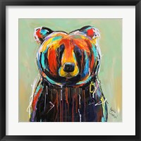 Framed Painted Black Bear