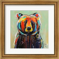 Framed Painted Black Bear