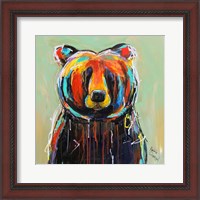 Framed Painted Black Bear