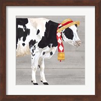 Framed Intellectual Animals I Cow and Bell