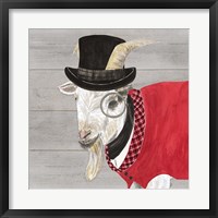 Framed Intellectual Animals VI Goat with Hat