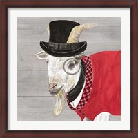 Framed Intellectual Animals VI Goat with Hat