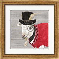 Framed Intellectual Animals VI Goat with Hat