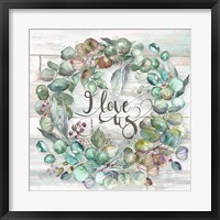 Framed Eucalyptus Wreath on shiplap