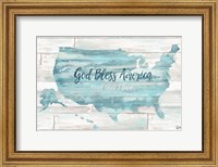 Framed God Bless America USA Map