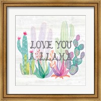 Framed Lovely Llamas Cactus Love