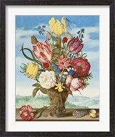 Framed Ambrosius Bosschaert, Bouquet of Flowers on a Ledge