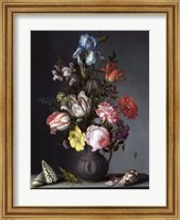 Framed Balthasar van der Ast, Flowers in a Vase with Shells and Insects