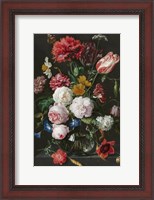 Framed Abraham Mignon, Still Life with Flowers in a Glass Vase