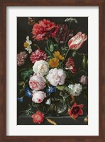 Framed Abraham Mignon, Still Life with Flowers in a Glass Vase