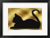 Framed Cat on Gold Background