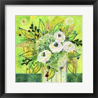 Framed 'Florals On Green 2' border=