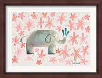 Framed Floral Elephant