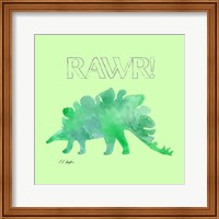 Framed 'Green Stegosaurus - Green Background' border=