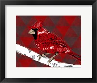 Framed Cardinal Hello Red