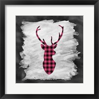 Pink Plaid Deer Framed Print