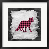 Pink Plaid Fox Framed Print