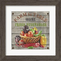 Framed 'Farm to Table - Fresh Vegetables' border=