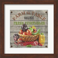 Framed 'Farm to Table - Fresh Vegetables' border=