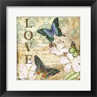 Framed 'Inspirational Butterflies - Love' border=