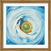 Framed White Peony with Blue