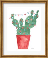 Framed Very Cactus Christmas III Dark Green