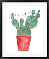 Framed Very Cactus Christmas III Dark Green