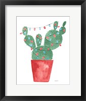 A Very Cactus Christmas III Dark Green Framed Print