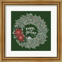 Framed Woodland Wreath II Green