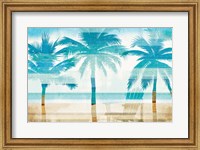 Framed Beachscape Palms with chair