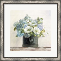 Framed 'Anemones in Hatbox Shiplap' border=