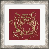 Framed Gilded Tiger on Red