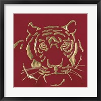Framed Gilded Tiger on Red