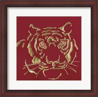 Framed Gilded Tiger on Red