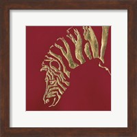Framed Gilded Zebra on Red