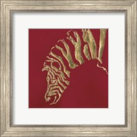 Framed Gilded Zebra on Red