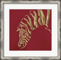 Framed Gilded Zebra on Red