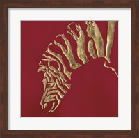 Framed Gilded Zebra on Red