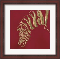 Framed Gilded Zebra on Red