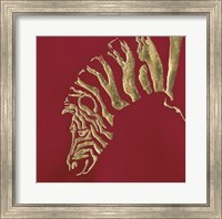 Framed Gilded Zebra on Red