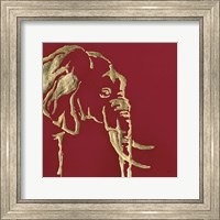 Framed Gilded Elephant on Red