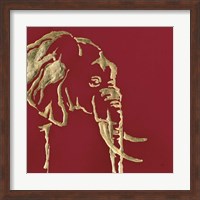 Framed Gilded Elephant on Red