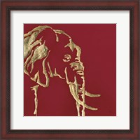 Framed Gilded Elephant on Red