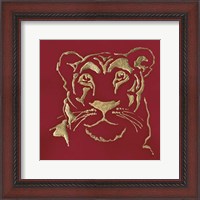 Framed Gilded Lioness on Red