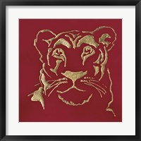 Framed Gilded Lioness on Red